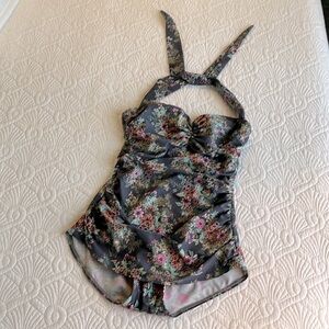 Retro style one piece swimsuit.